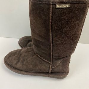Bearpaw Emma Brown Chocolate Suede Sheepskin Boots Winter Snow Tall Women’s 7